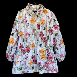 Style & Co Sport Full Womens Jacket Extra Large XL Floral Full Zip Hidden Hooded